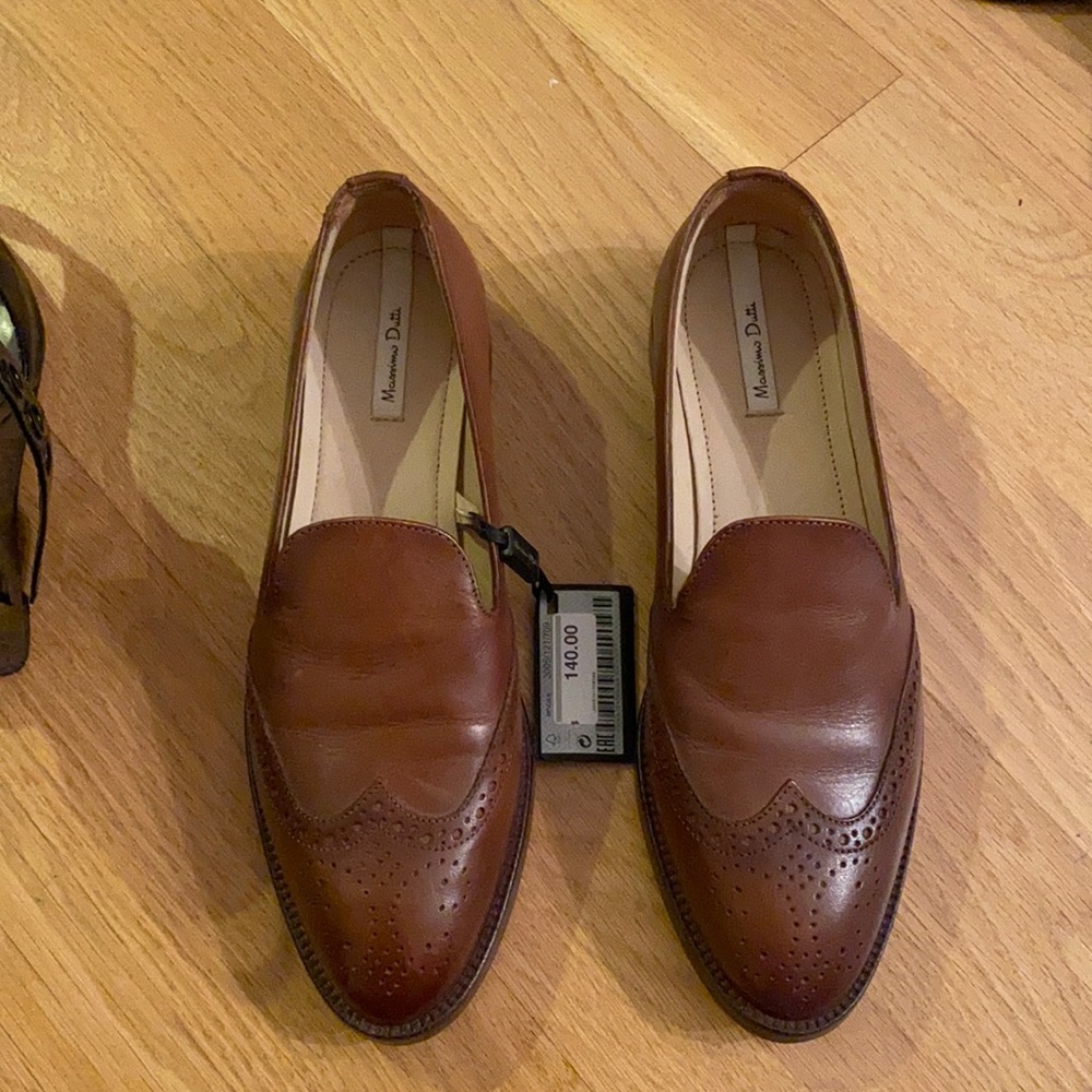 NW tags, light brown leather massimo dutti shoes